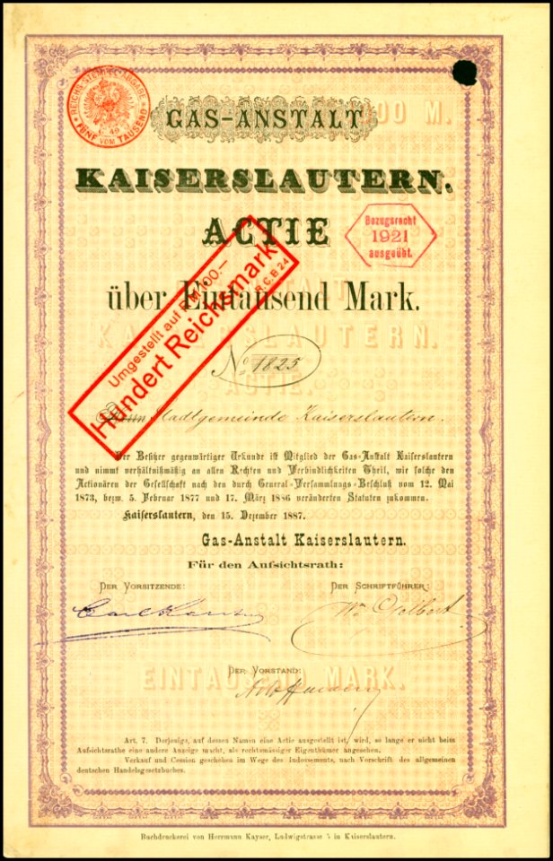 Gas-Anstalt Kaiserslautern 1887
