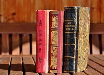 Cooking books book stack old german scripture photo