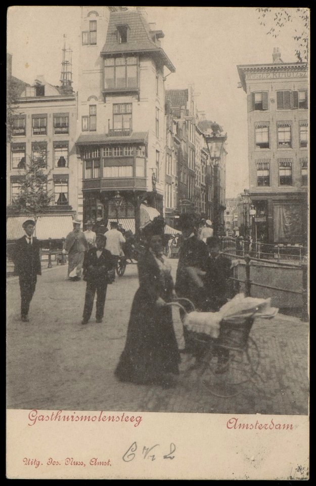 Gasthuismolensteeg hoek Herengracht bij brug 24. Uitgave Jos Nuss, Amsterdam, Afb PBKD00296000003
