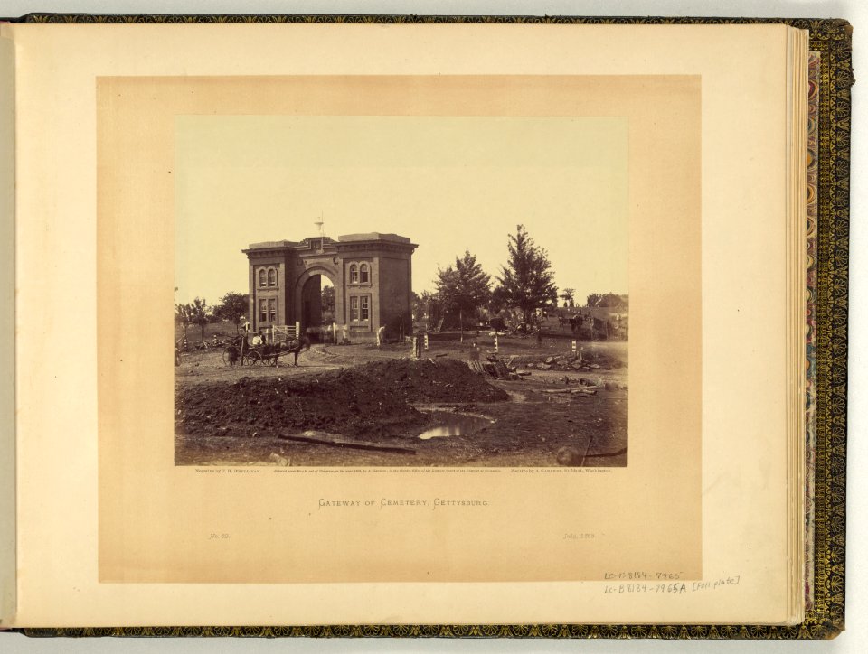 Gateway of cemetery, Gettysburg - negative by T.H. O'Sullivan; positive by A Gardner. LCCN2006692500