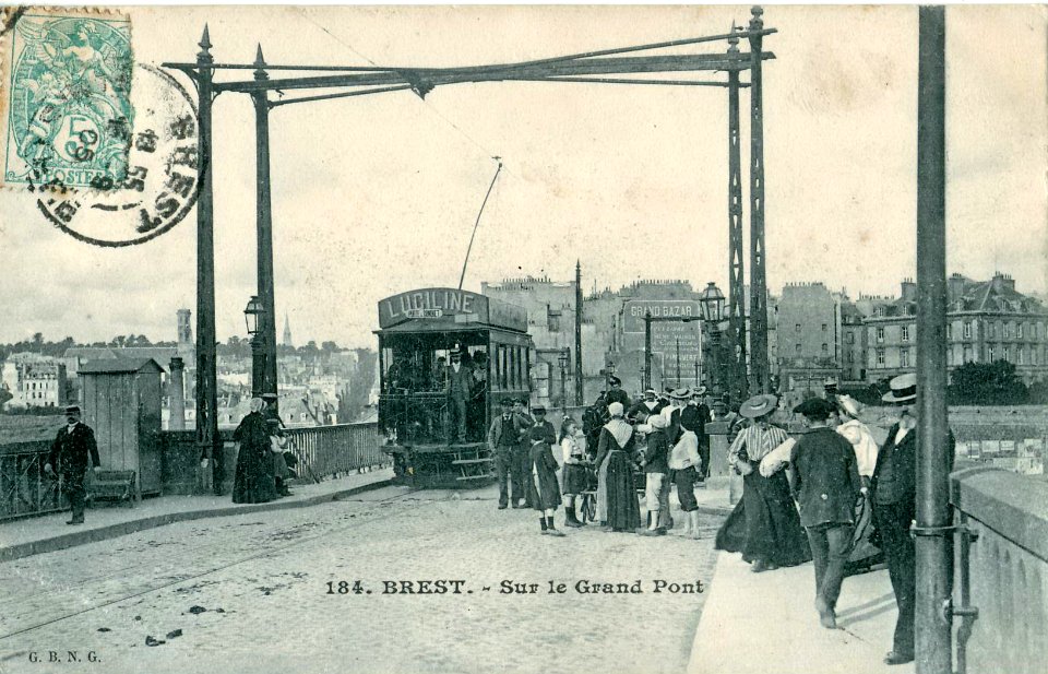GBNG 184 - BREST - Sur le Grand Pont -Tram du Conquet-