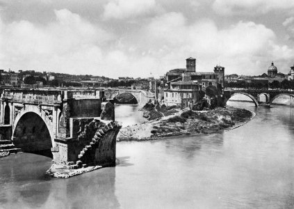 Gebrüder Alinari - Verfallene Brücke über den Tiber (Zeno Fotografie)