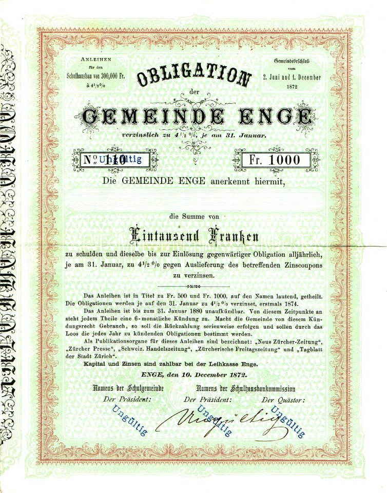 Gemeinde Enge 1872
