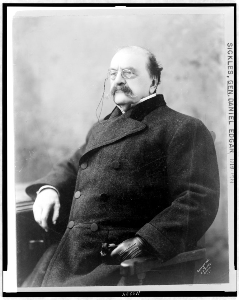 Gen. Daniel Edgar Sickles, half-length portrait, seated, facing left, wearing overcoat LCCN97506855