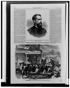 Gen. F.P. Blair, Democratic nominee for Vice-President of the United States - photographed by Brady. Electioneering at the South - sketched by W.L. Sheppard. LCCN99472664