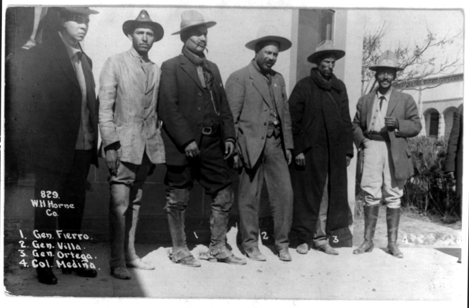 Gen. Fierro, Gen. Villa, Gen. Ortega, Col. Medina (and 2 unidentified men) LCCN2002707931