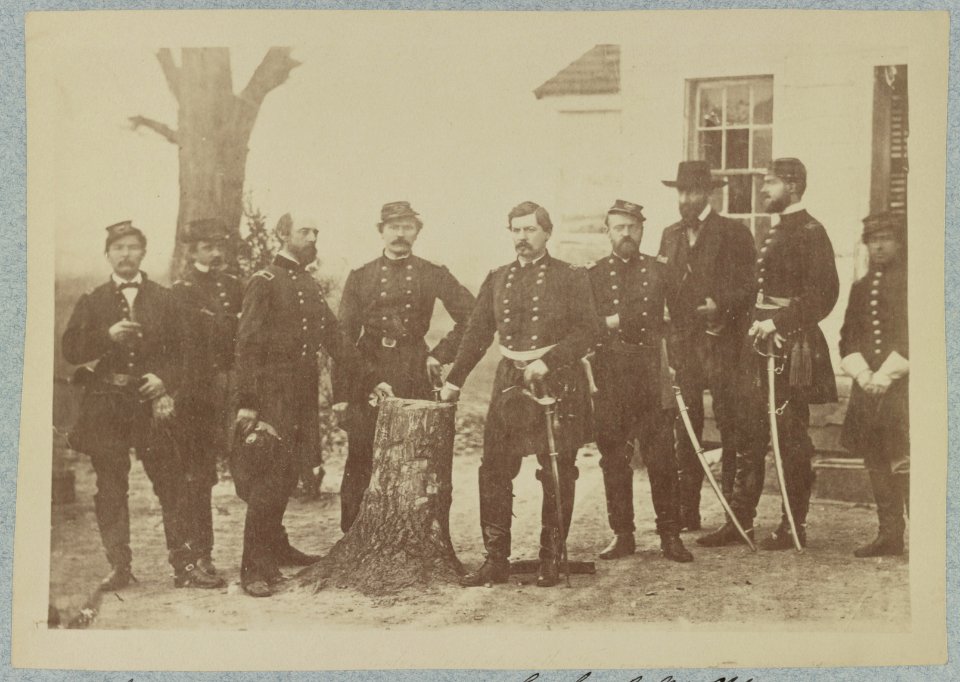 Gen. George B. McClellan and staff, Miner's Hill, Va. March 1862 LCCN2013647714