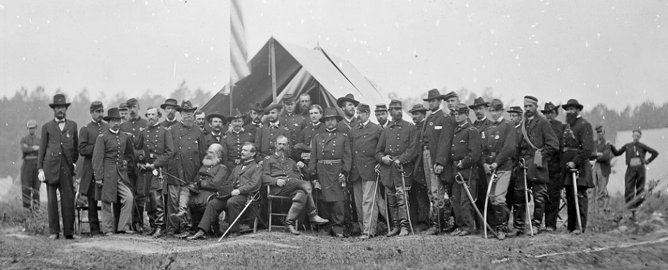 Gen. George G. Meade and staff of thirty-four - NARA - 524445 (detail)