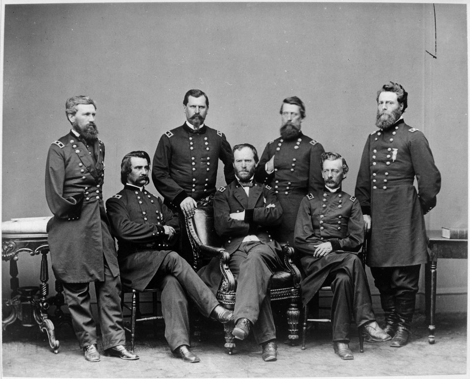 Gen. Jefferson C. Davis, Gen. William B. Hazen, Gen. Oliver O. Howard, Gen. John A. Logan, Gen. William T. Sherman... - NARA - 528426
