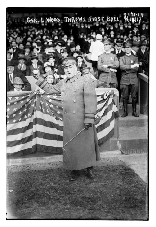 Gen. Leonard Wood throws out first ball, Polo Grounds,New York (baseball) LCCN2014704381