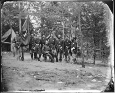 Gen. O.B. Wilcox and staff. Col. McElroy. Capt. Christian Roth. - NARA - 524429