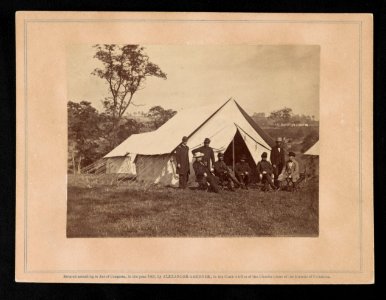 Gen. Randolph B. Marcy with officers and civilians at Army of the Potomac headquarters. Antietam, Md. LCCN2014646942