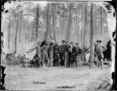 Gen. Robert B. Potter and staff of seven, recognized. Capt. Gilbert H. McKibben, Capt. Wright, A.A.G. Also Mr. Brady... - NARA - 524463