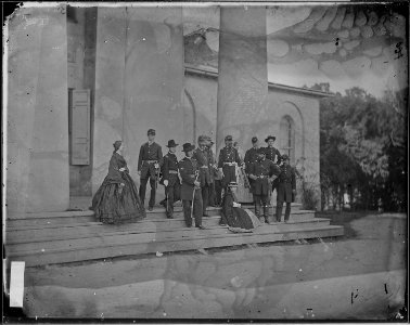 Gen. Samuel P. Heintzelman and staff of nine. Taken on the steps of Arlington House - NARA - 525963