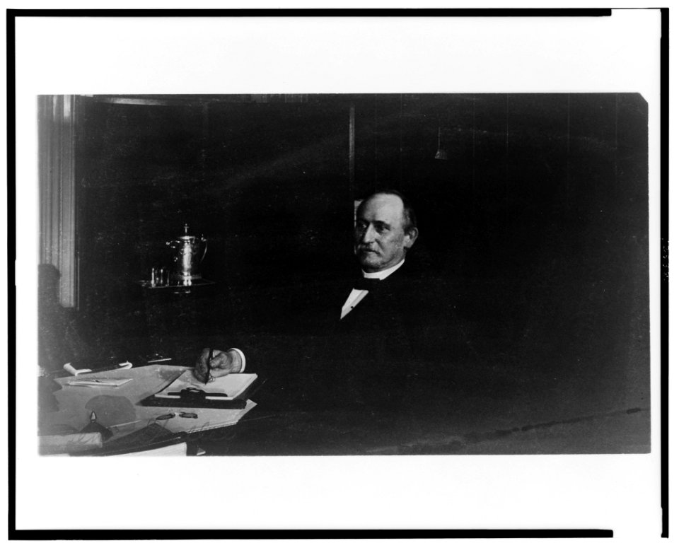 Gen. Shelley, Auditor Navy, Treasury Department employee, half-length portrait, seated at desk,facing left LCCN00649579