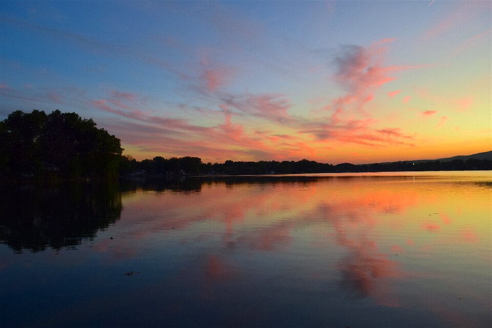 Pink sky blue photo