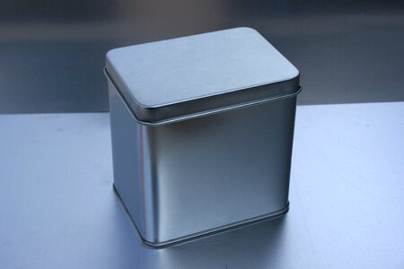 White tin can tea caddy storage jar photo