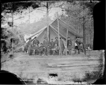 Gen. Ulysses S. Grant and staff of twelve, recognized - Col. Adam Badeau, Maj. William Babcock, Gen. John G.... - NARA - 524430