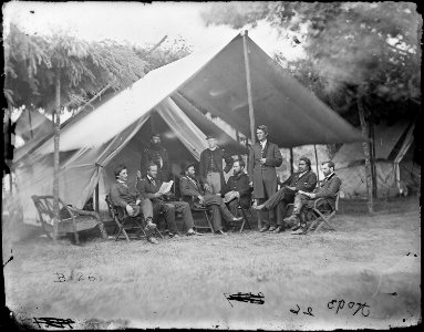 Gen. Ulysses S. Grant and staff of eight, recognized - Maj. O.E. Babcock, Col. Wm. McK.Dunn, Capt. Henry W. Janes... - NARA - 524444