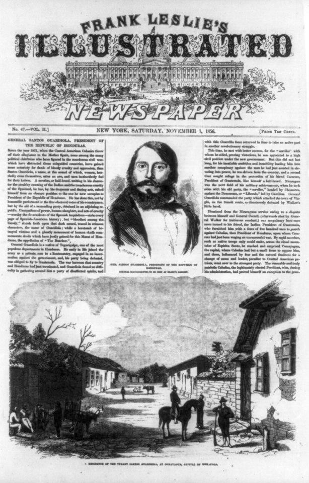 Gen. Wm. Walker's Exp. in Nicaragua)- Gen Santos Guardiola, President of the Republic of Honduras - original daguerreotype to be seen at Brady's Gallery; Residence of the tyrant Santos LCCN99614154