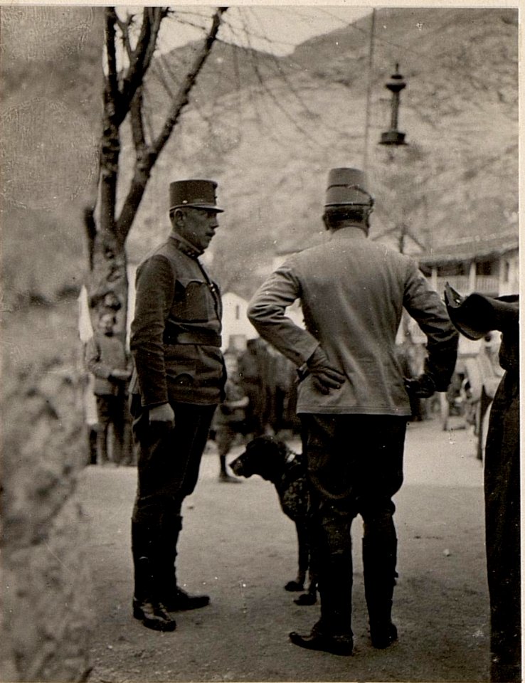 Gen.Obst. von KÖVESS im Gespräch mit Oberst ZUBER (Bgd. der 24.Gebirgs Brigade.) Aufgenommen anlässlich einer Inspizierungsreise nach Skutari in Rjeka am 13. März 1916. (BildID 15532626)