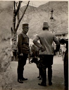 Gen.Obst. von KÖVESS im Gespräch mit Oberst ZUBER (Bgd. der 24.Gebirgs Brigade.) Aufgenommen anlässlich einer Inspizierungsreise nach Skutari in Rjeka am 13. März 1916. (BildID 15532626)