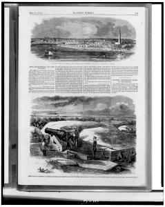 General Bragg's camp, as seen from Fort Pickens - - drawn by an officer of the fort. Interior of a sand-bag battery at Pensacolo bearing on Fort Pickens - sketched by our artist, who has LCCN90711024