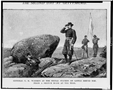 General G.K. Warren at the signal station on Little Round Top - ARW. LCCN90713423