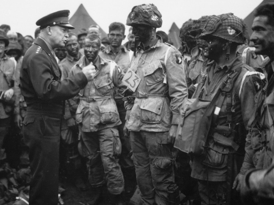 General Dwight D. Eisenhower meeting the troops prior to the Normandy invasion