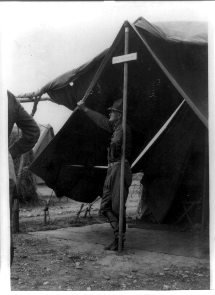 General John Pershing standing in doorway of tent, U.S. Army Punitive Expedition after Villa, 1916, Mexico LCCN2002718583