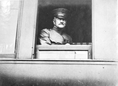 General John J. Pershing, USA, onboard a train in France, WWI (41294476035)