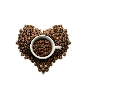 Cup of coffee love coffee beans