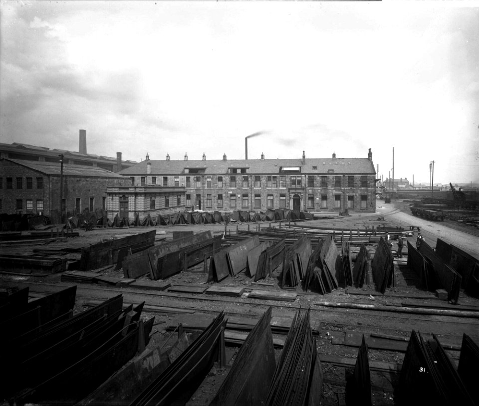 General Offices and Stackyard at John Brown and Co Ltd, Clydebank, 1901 RMG G10576