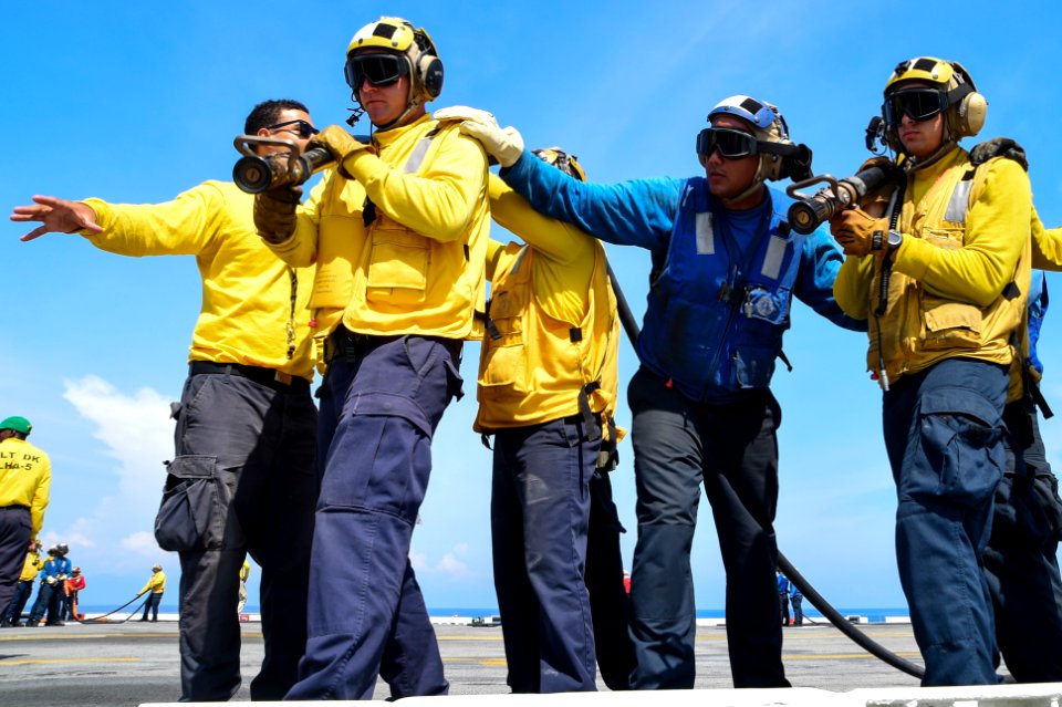 General quarters firefighting drill 141003-N-NZ935-020