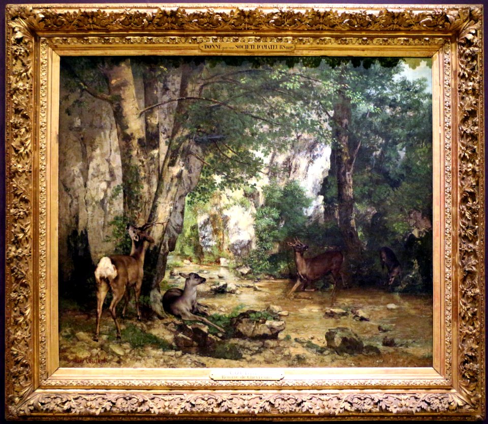 Gustave courbet, esercizi dei cerbiatti nella riserva di plaisir-fontaine, 1866, 01