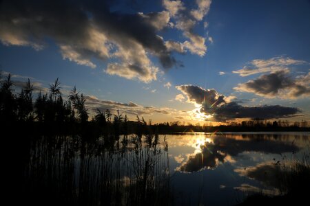 Sunset dawn lake photo