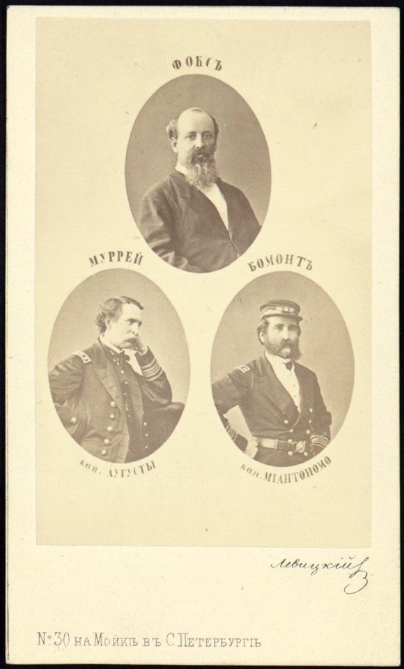 Gustavus Vasa Fox, Ass't Sec. of Navy, half-length portrait, facing front, Capt. Murray, U.S. Navy, half-length portrait, facing right, and Comr. Beaumont, U.S. Navy, half-length portrait, LCCN2005677226