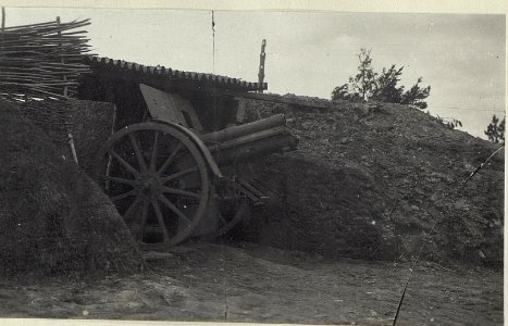 Gut ausgebaute Artilleriestellungen, bestückt mit Skodahaubitzen (BildID 15684731)