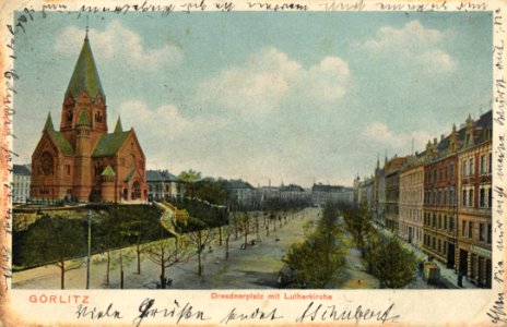 Görlitz, Sachsen - Dresdnerplatz mit Lutherkirche (Zeno Ansichtskarten)