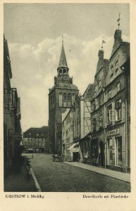 Güstrow (Meckl.), Mecklenburg-Vorpommern - Domstraße mit Pfarrkirche (Zeno Ansichtskarten)