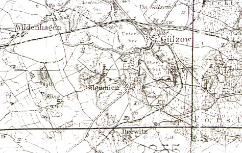 Gülzow - mapa okolic ok. 1930