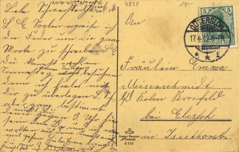 Gütersloh, Nordrhein-Westfalen - Rathaus und Königstraße (back) (Zeno Ansichtskarten)