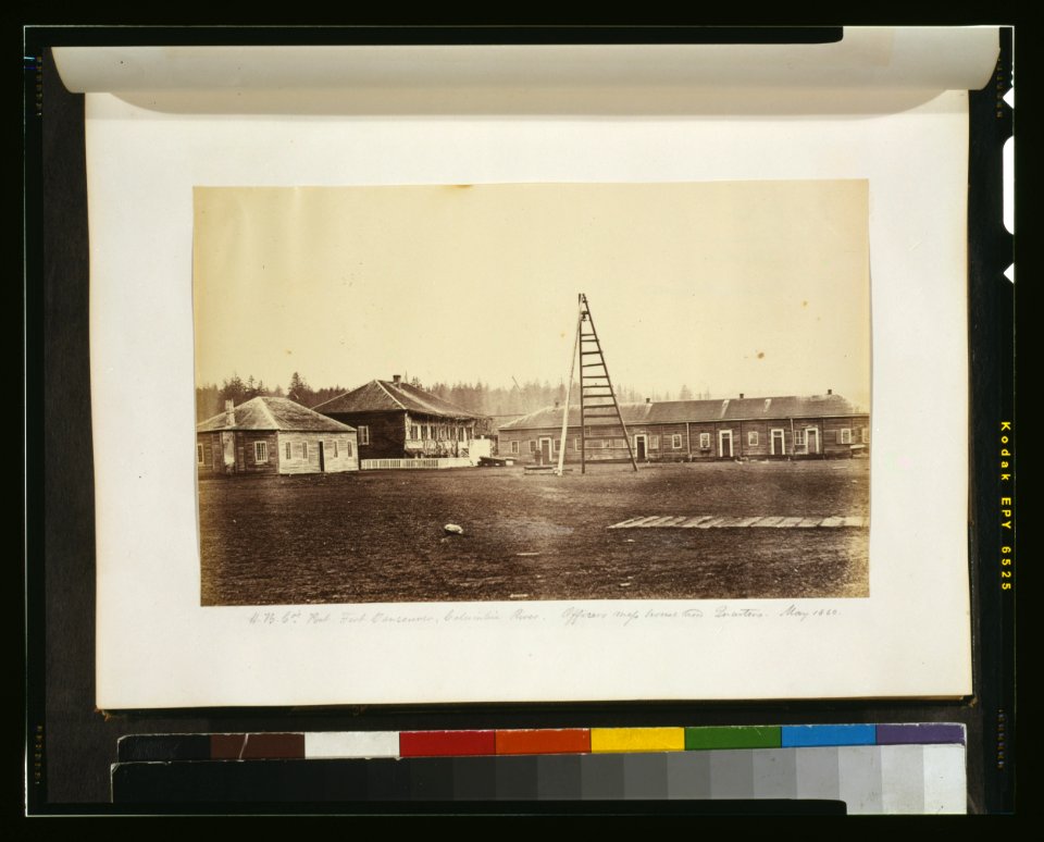 H. B. Co's. (i.e., Hudson's Bay Company's) post, Fort Vancouver, Columbia River - officers' mess house and quarters, May 1860 LCCN2003663139