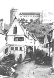 H Bauer - Haaggasse mit Blick auf Hohentübingen 1898 (HBTB40A)