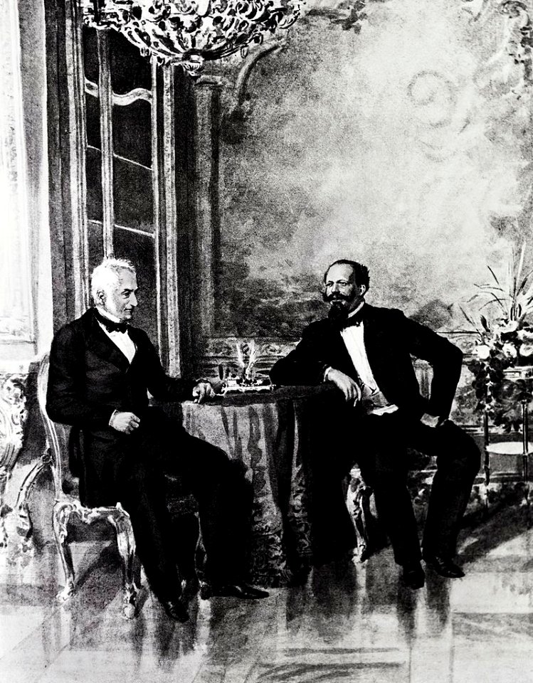 H.M. King Victor Emmanuel II of Savoy meet Alessandro Manzoni