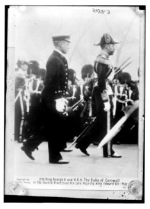 H.M. King George V and H.R.H. the Duke of Cornwall in the funeral procession of the Late King Edward VII LCCN2014688208