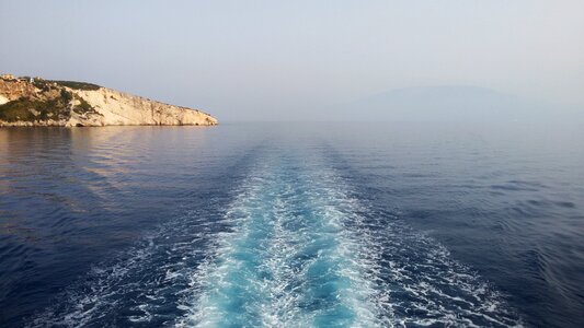 Sea landscape fary boat photo