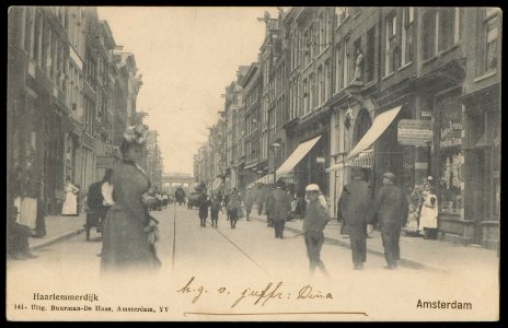 Haarlemmerdijk met op de achtergrond de Haarlemmerpoort. Uitgave Buurman-De Haas, Amsterdam, Afb PBKD00122000003