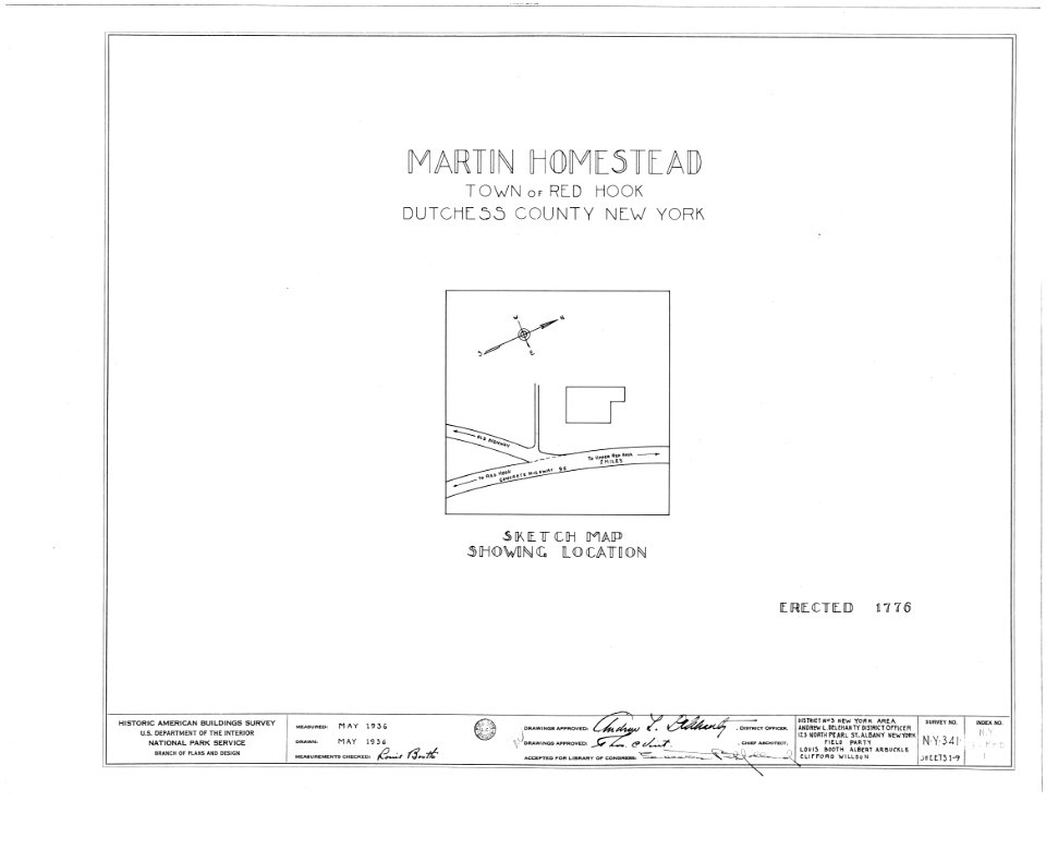 HABS NY,14-RED,1- (sheet 0 of 9) - Martin Homestead, U.S. Route 9, Red Hook, Dutchess County, NY - LOC - hhh.ny0912.sheet.00000a