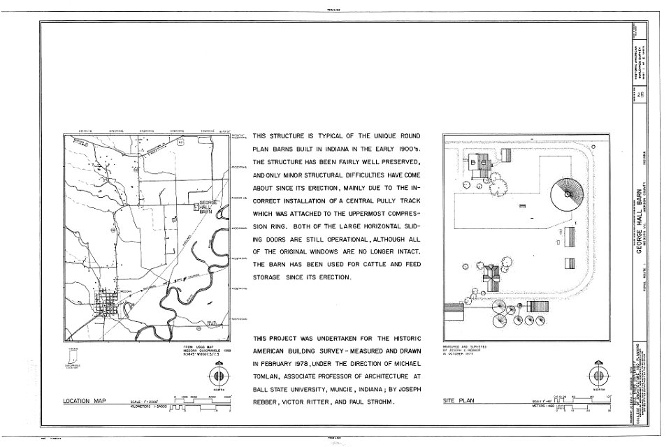HABS IND,35-MED.V,1A- (sheet 1 of 6) - George Hall Barn, Rural Route 1, Medora, Jackson County, IN 00001v